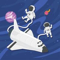 astronauts and spaceship vector