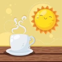 coffee cup and sun character vector