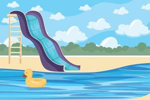 water park slide and pool vector