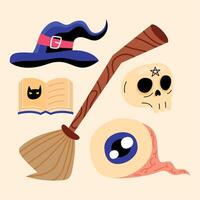 cinco iconos de celebración de halloween vector