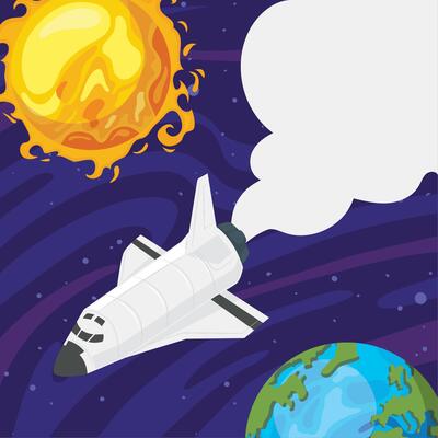 spaceship flying in space