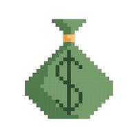 money bag pixel art style vector