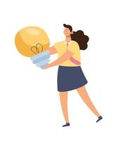 female worker with bulb vector