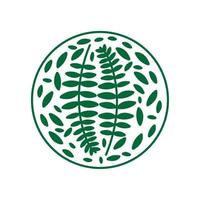 circular seal with leafs vector