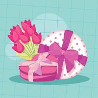 valentines roses and gifts vector