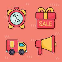 marketing sale four icons vector