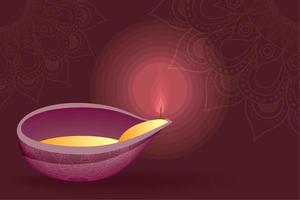 diwali candle and mandalas vector