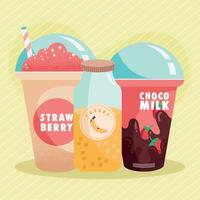 strawberry ,chocomilk and yogurt vector