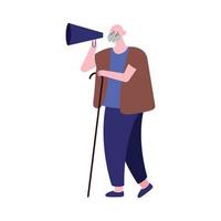 old man with megaphone protesting vector