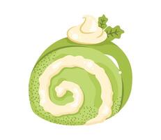 postre de rollo dulce de matcha vector