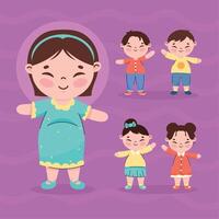 five korean family members vector