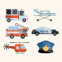 six emergency service icons vector