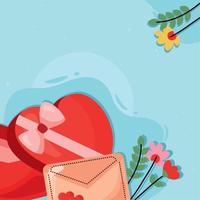 carta de san valentin y flores vector