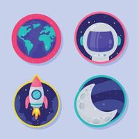 four space outer icons vector