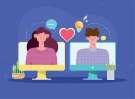 couple talking in internet vector