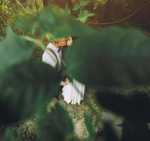 Beautiful wedding couple posing photo