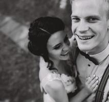 Beautiful wedding couple posing photo