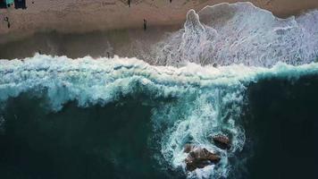 Aerial view of beautiful greek beach waves video