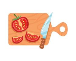 cuchillo cortando tomates vector