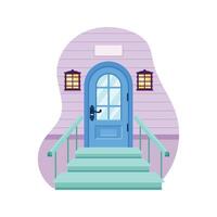 door with stairs vector