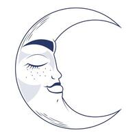 astrology crescent moon retro vector