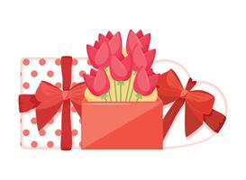 valentines gifts and roses vector