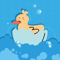 cute duck in egg vector