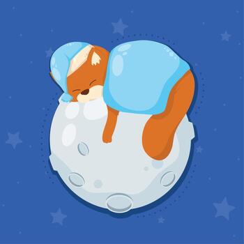 bear sleeping in fullmoon vector