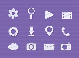 twelve applications signs icons vector