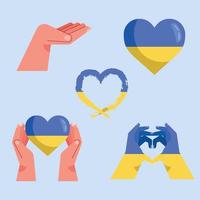 five ukrainian no war icons vector