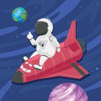 astronaut flying in spaceship vector