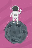 astronaut walking in meteorite scene vector