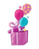 purple gift and balloons helium vector