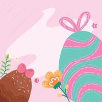 easter eggs and flowers vector