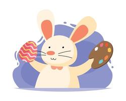 easter rabbit with pallete vector