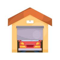 red car in garage vector