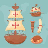 five columbus day icons vector