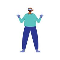 bald man using metaverse vector