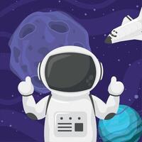 spaceship and astronaut scene vector