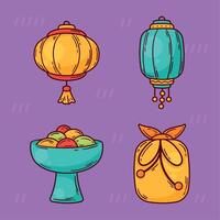 chuseok celebration four items vector