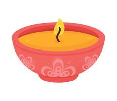 ceremonia de diwali vela roja vector