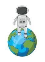 astronaut walking in earth vector