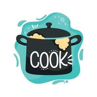 cook lettering in pot vector