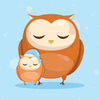 owls family sleeping characters vector