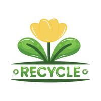 recycle word with flower vector