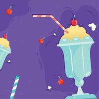 berries milkshake cups vector