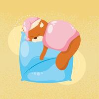 bear sleeping in pillow vector