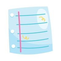 notebook sheet school supply vector