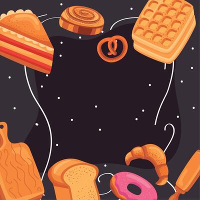 pastry products frame poster
