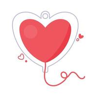 bag blood donate in heart shape vector